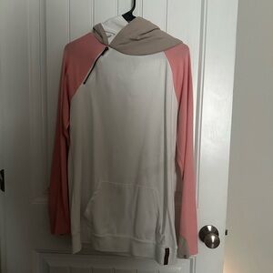 Multi tone double hooded hoodie